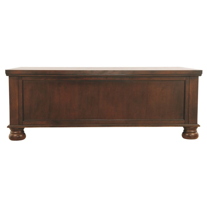 Rectangular Cocktail Table With 5 Drawers and Turned Bun Feet, Brown