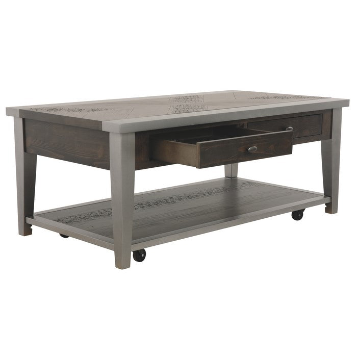 Rectangular Cocktail Table With 2 Smooth Gliding Drawers, Brown