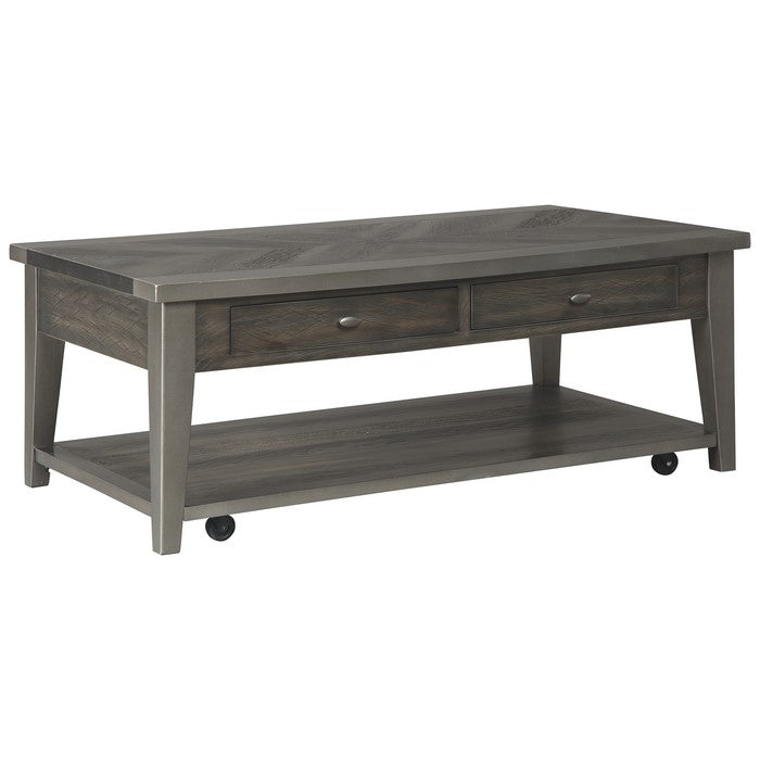 Rectangular Cocktail Table With 2 Smooth Gliding Drawers, Brown