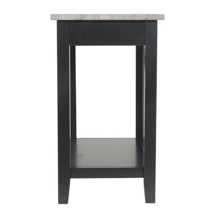 Chair Side End Table With 2 Electrical Outlets and USB Ports,Black and Gray