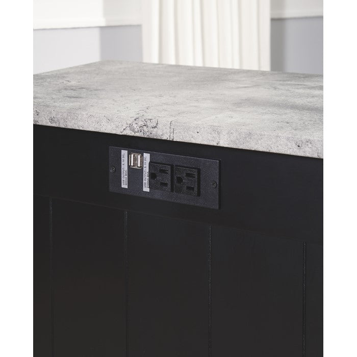Chair Side End Table With 2 Electrical Outlets and USB Ports,Black and Gray