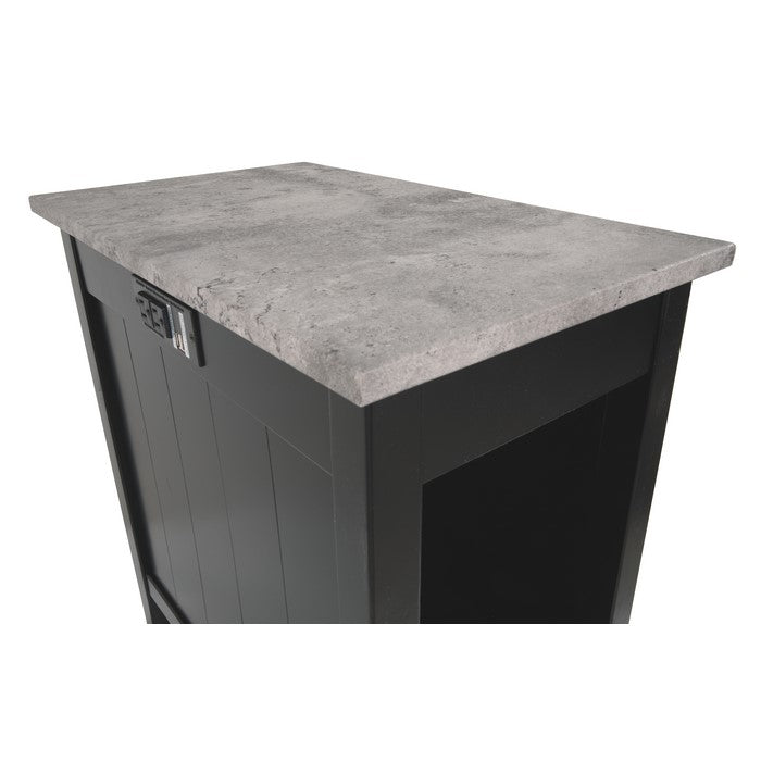 Chair Side End Table With 2 Electrical Outlets and USB Ports,Black and Gray