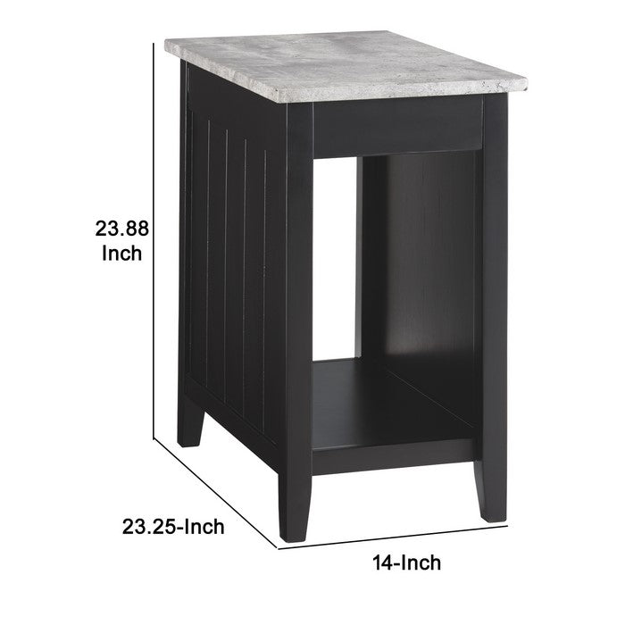Chair Side End Table With 2 Electrical Outlets and USB Ports,Black and Gray