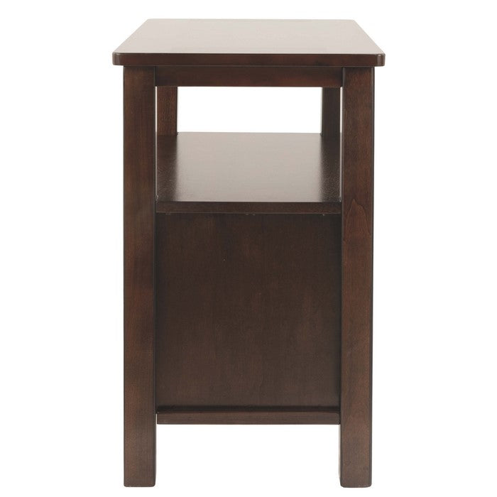 Chair Side End Table With 2 Drawers and 1 Fixed Shelf, Brown