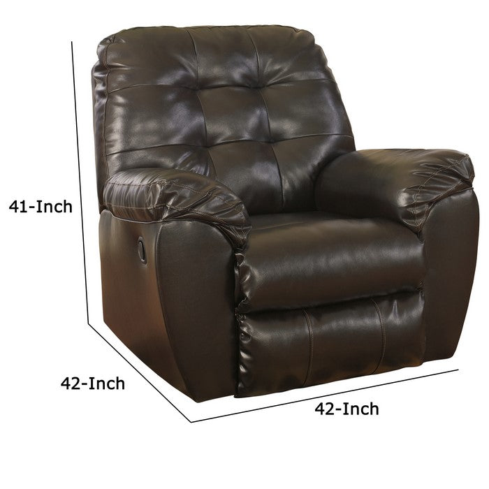 Contemporary Style Wooden Rocker Recliner with Tufted Details, Black