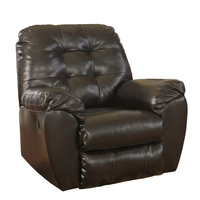Contemporary Style Wooden Rocker Recliner with Tufted Details, Black