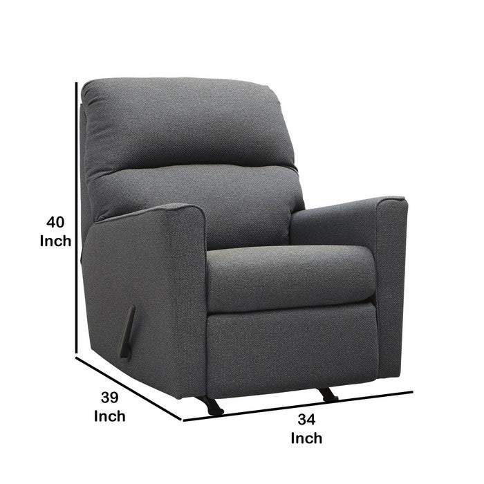 Contemporary Wooden Rocker Recliner with Horizontal Tufted Back, Blue