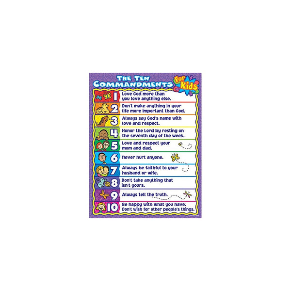 Carson Dellosa Christian The Ten Commandments for Kids Chart (6359)