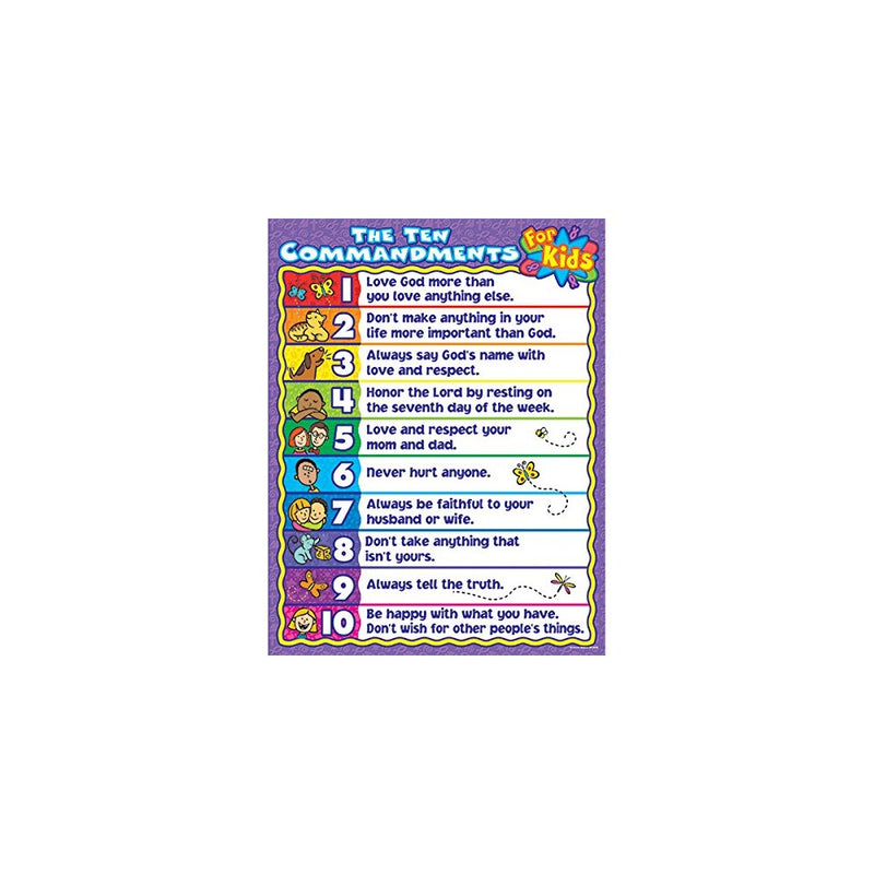 Carson Dellosa Christian The Ten Commandments for Kids Chart (6359)