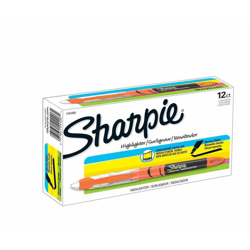 Sharpie Highlighters, Chisel Tip, Fluorescent Orange, Box of 12