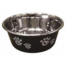 Ethical Pet Barcelona Matte and Stainless Steel Pet Dish, 32-Ounce, Licorice
