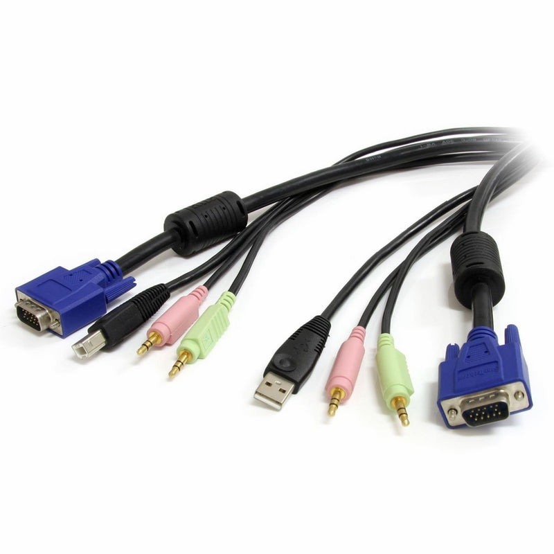 StarTech 6-Feet 4-in-1 USB VGA KVM Switch Cable with Audio and Microphone (USBVGA4N1A6)