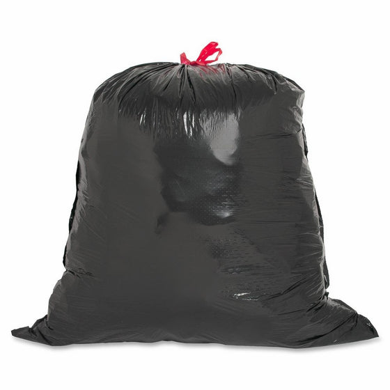 Genuine Joe GJO01230 Expandable Drawstring Trash Can Liner, 30 gallon Capacity, 32" Width x 30" Height x 1.05 mil Thickness, Black (Box of 42)