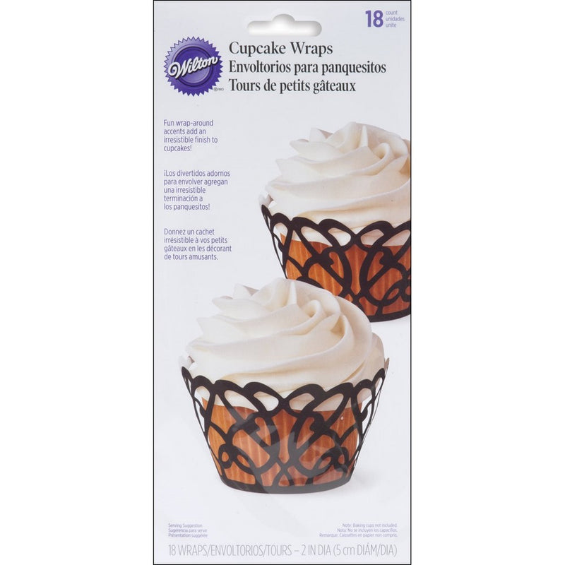 Wilton 415-0112 Wilton Swirl Cupcake Wraps, Black, 18-Pack