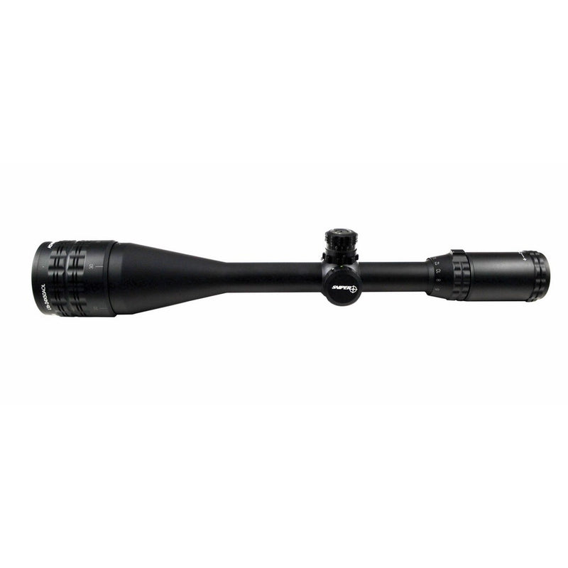 FSI Sniper 6-24x50mm Scope W front AO adjustment. Red/Blue/green mil-dot reticle. Comes with extended sunshade and Heavy Duty Ring Mount