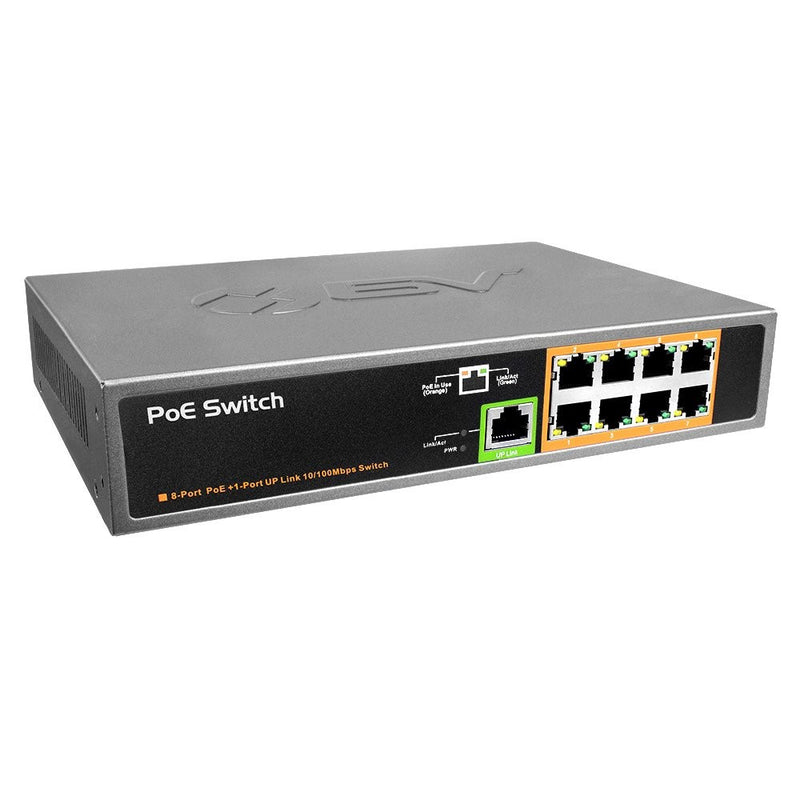 BV-Tech 9 Port PoE Switch (8 PoE Ports | 1 Uplink Port) – 120W – 802.3at