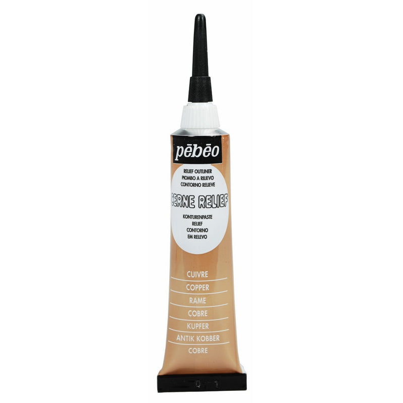 Pebeo Vitrail, Cerne Relief Dimensional Paint, 20 ml Tube with Nozzle - Copper