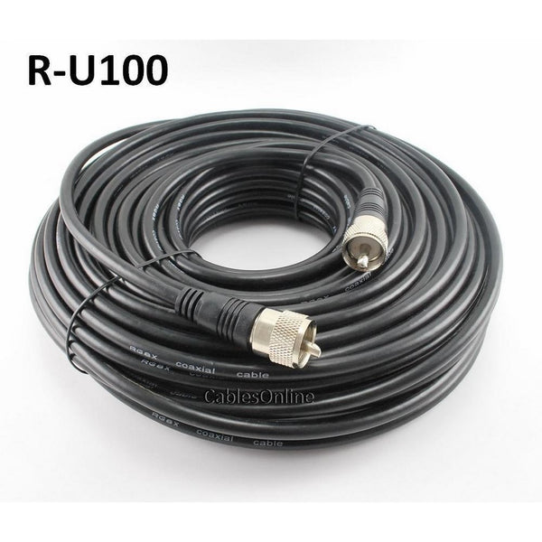 CablesOnline 100ft RG8x Coax UHF (PL259) Male to Male 50 ohm Antenna Cable - R-U100