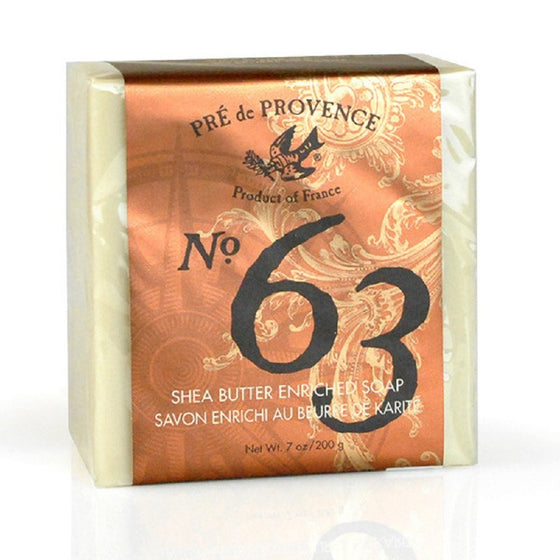 No. 63 Men's 200 Gram Cube Soap, Aromatic, Warm, & Spicy Masculine Fragrance, Quad-Milled For Long Lasting Soap & Enriched With Shea Butter