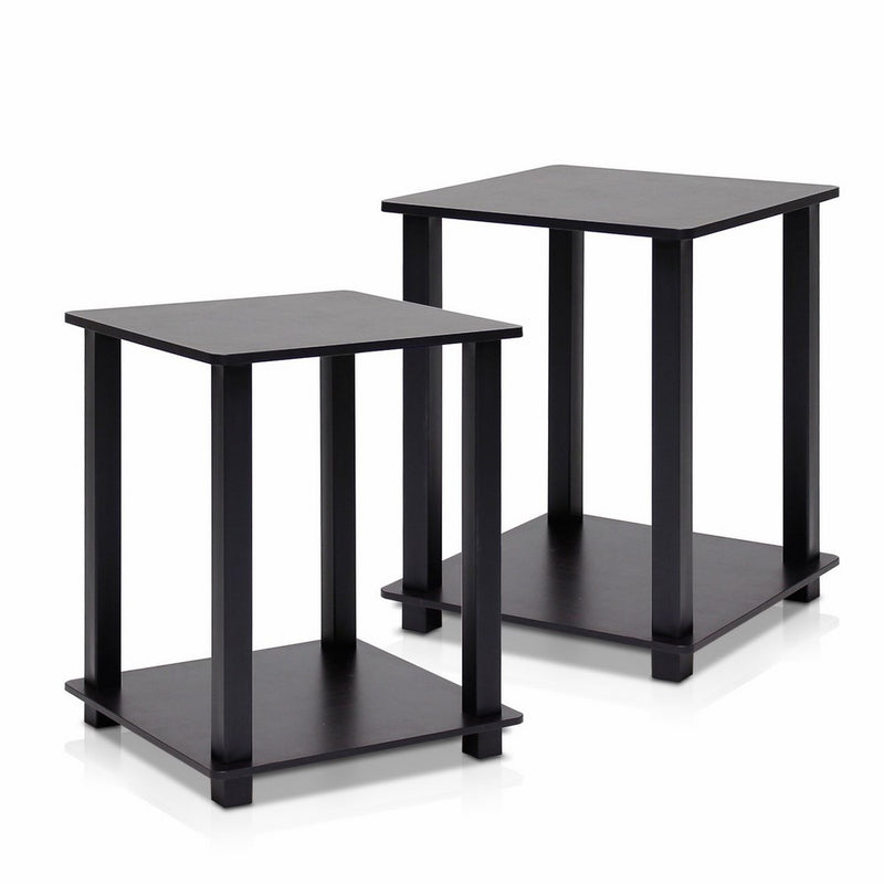 Furinno 12127EX/BK Simplistic End Table, Espresso/Black, Set of 2