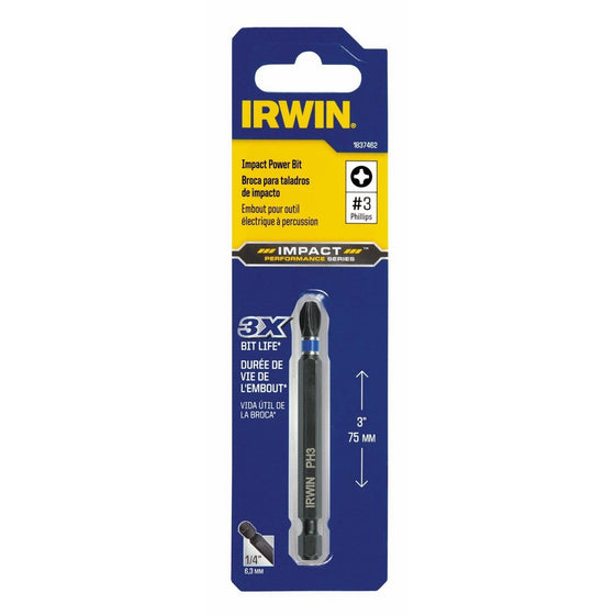 Irwin 1837462 3" Philips #3 Black Oxide Impact Power Bit