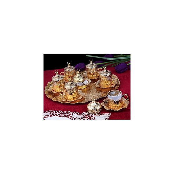 26 Pieces Ottoman Turkish Greek Arabic Coffee Espresso Guest Serving Cup Saucer Set,Gold