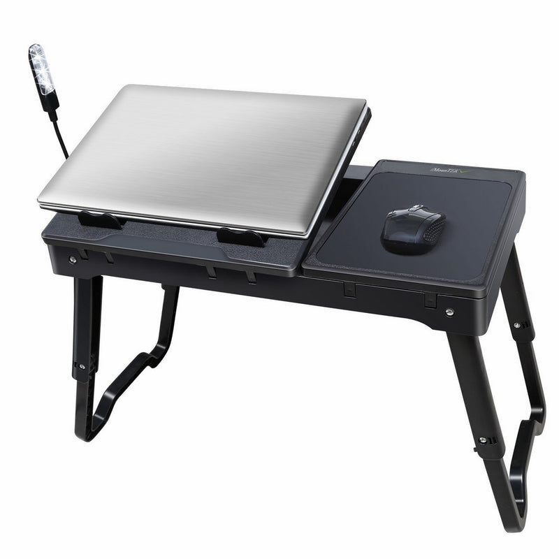iMounTEK Multi-Functional Portable Laptop Table (Internal Cooling Pad, LED Desk Lamp, Built in 4 Port USB Hub, Lap Desk Stand, Mousepad, Comfortable, Bed/Couch/Chair Compatible) - Black