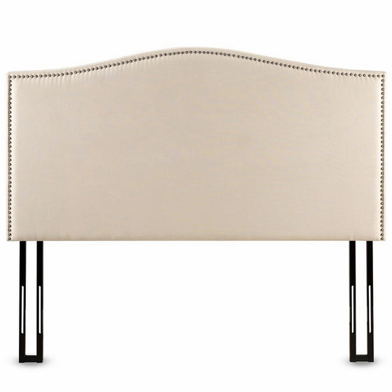 Zinus Upholstered Arched Nailhead Headboard, Full/Queen, Taupe