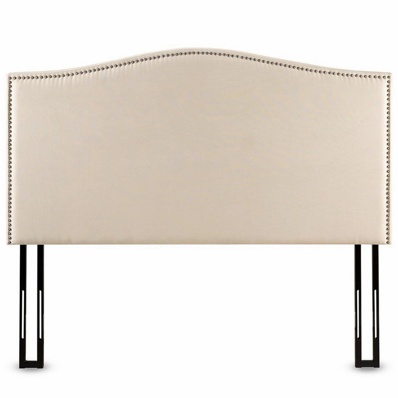 Zinus Upholstered Arched Nailhead Headboard, Full/Queen, Taupe