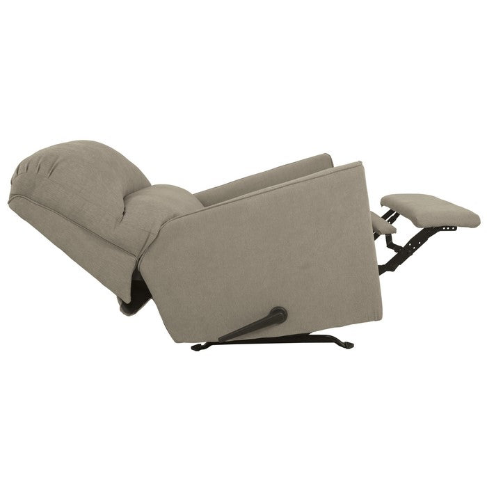 Contemporary Wooden Rocker Recliner with Horizontal Tufted Back, Light Gray