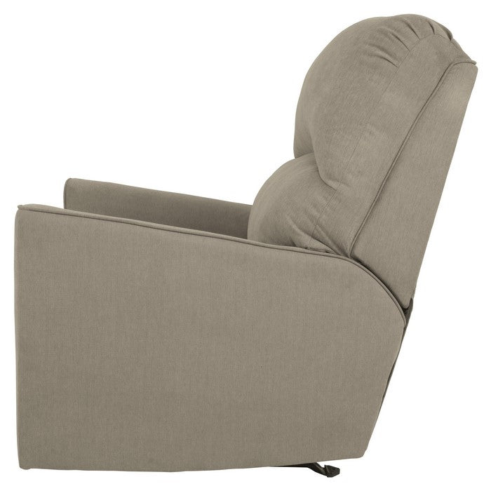 Contemporary Wooden Rocker Recliner with Horizontal Tufted Back, Light Gray