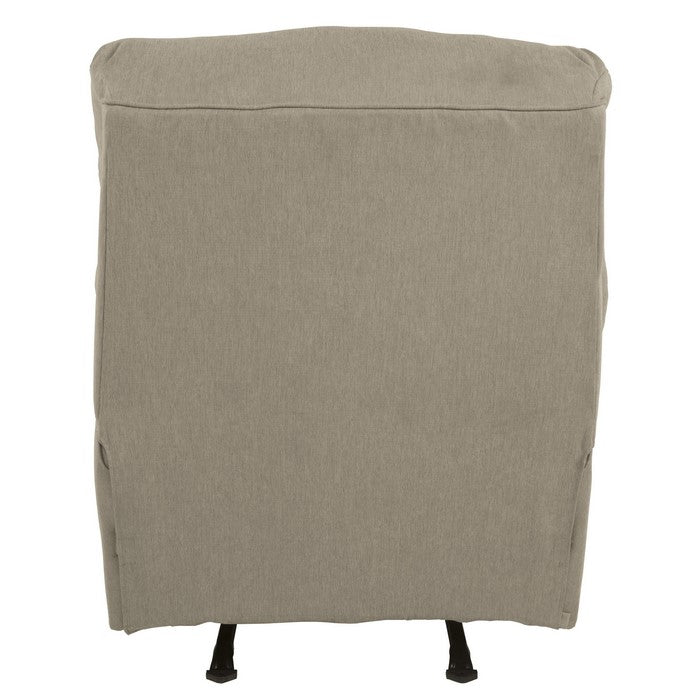 Contemporary Wooden Rocker Recliner with Horizontal Tufted Back, Light Gray