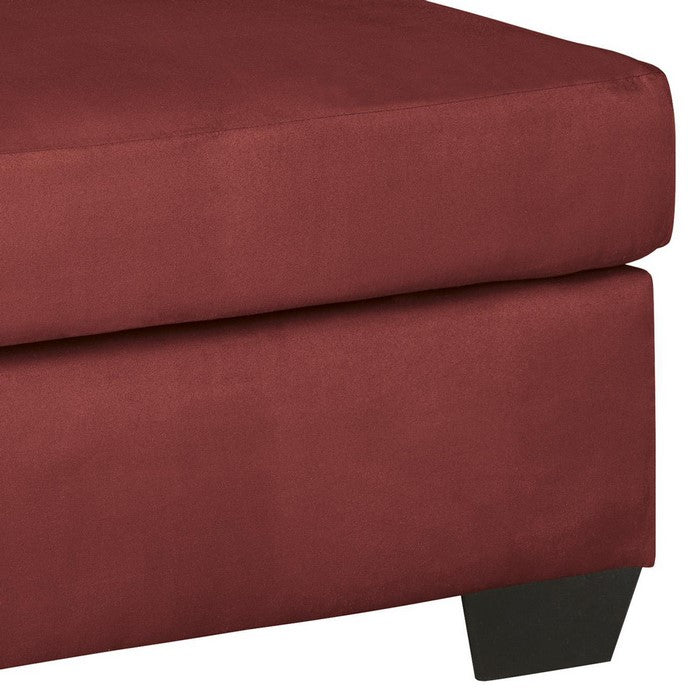 Wooden Oversized Accent Ottoman with Bracket Feet, Red and Black