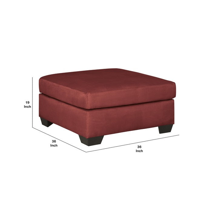 Wooden Oversized Accent Ottoman with Bracket Feet, Red and Black