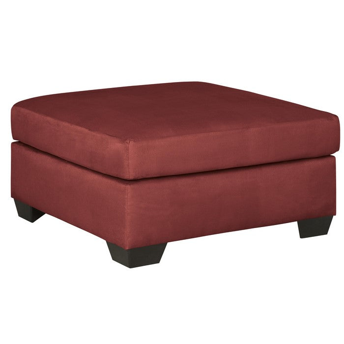 Wooden Oversized Accent Ottoman with Bracket Feet, Red and Black