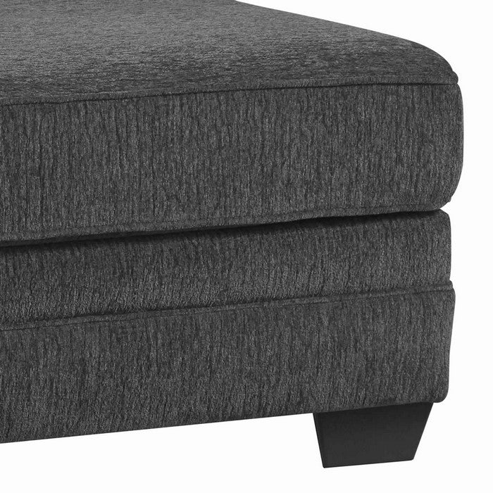Wooden Oversized Accent Ottoman with Welt Trim Details, Gray and Black