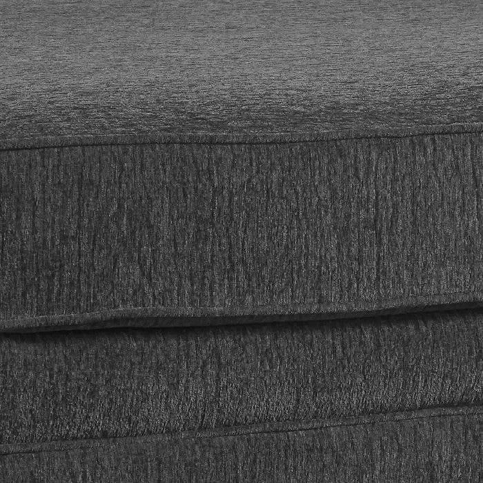 Wooden Oversized Accent Ottoman with Welt Trim Details, Gray and Black