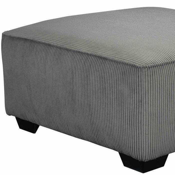Wooden Oversized Accent Ottoman with Ribbed Pattern, Gray and Black