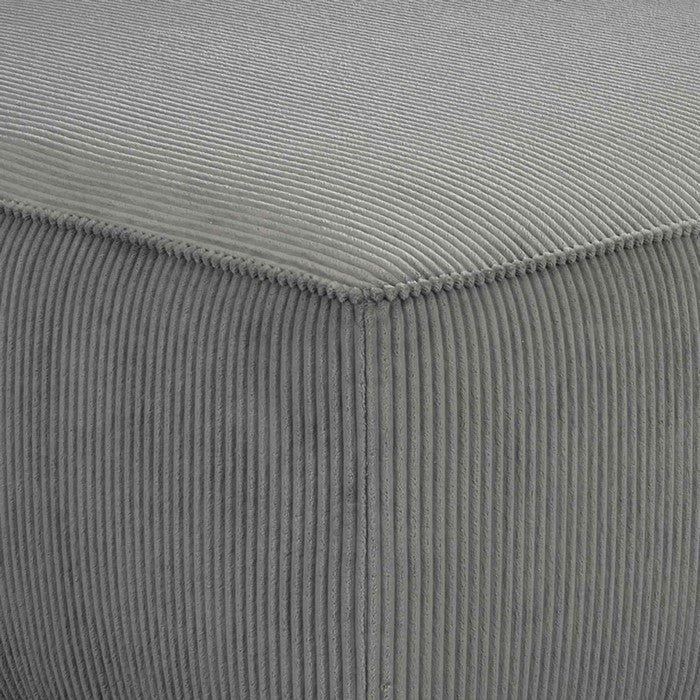Wooden Oversized Accent Ottoman with Ribbed Pattern, Gray and Black