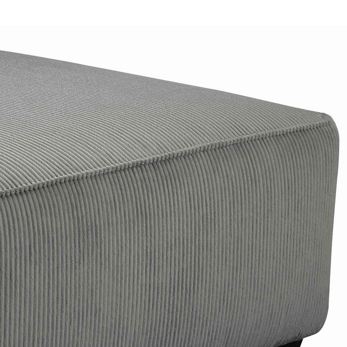 Wooden Oversized Accent Ottoman with Ribbed Pattern, Gray and Black