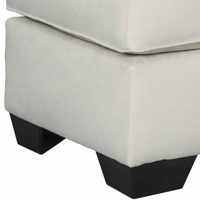Wooden Ottoman with Tufted Padded Seat and Block Legs, White and Black