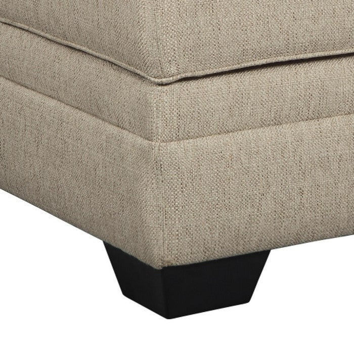 Wooden Ottoman with Hidden Storage and Welt Trim Details, Beige and Black