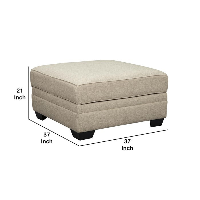 Wooden Ottoman with Hidden Storage and Welt Trim Details, Beige and Black