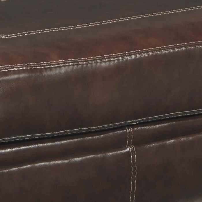 Rectangular Shaped Ottoman with Contrast Stitching Details, Brown