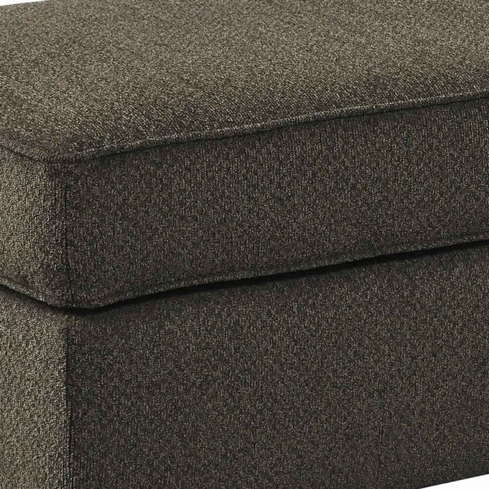Fabric Upholstered Ottoman with Tapered Block Feet, Gray and Black