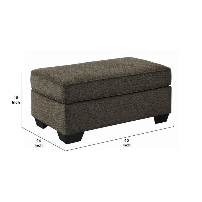 Fabric Upholstered Ottoman with Tapered Block Feet, Gray and Black