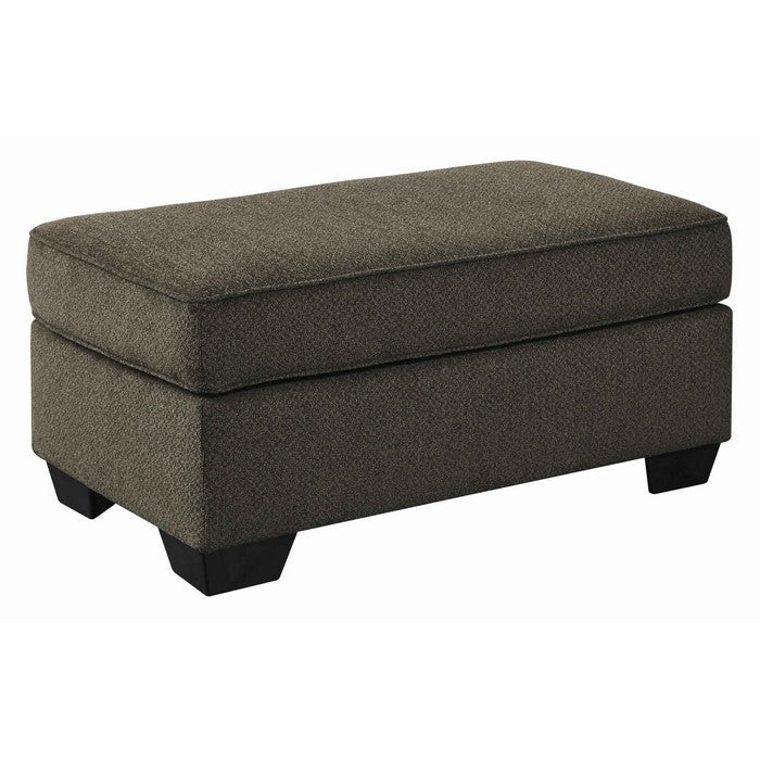 Fabric Upholstered Ottoman with Tapered Block Feet, Gray and Black
