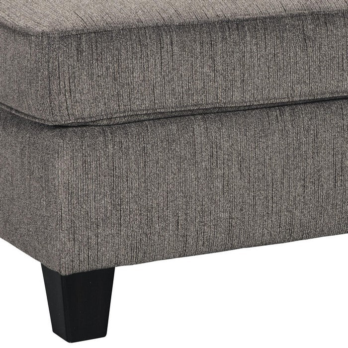 Fabric Upholstered Wooden Ottoman with Tapered Legs, Gray and Black