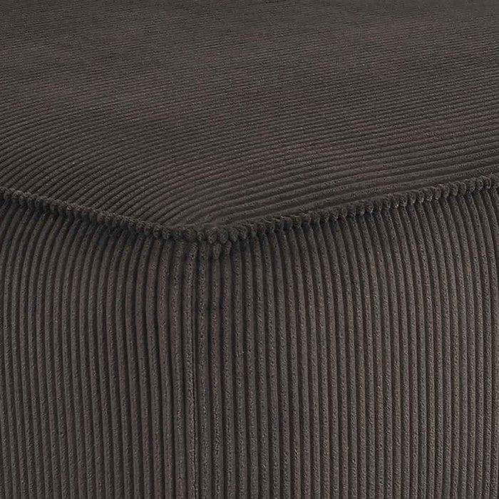 Wooden Oversized Accent Ottoman with Ribbed Pattern, Dark Gray and Black