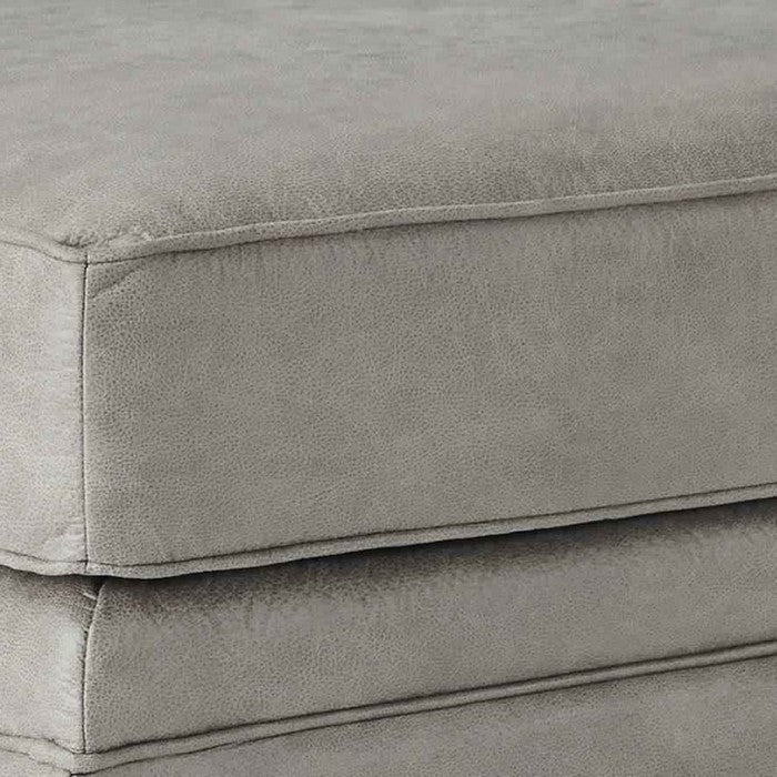 Leatherette Wooden Ottoman with Nailhead Trim Details, Gray